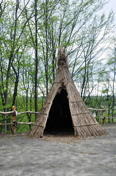 Reed Wigwam Hut Obydlí Primitivních Lidí Indická Kultura — Stock fotografie