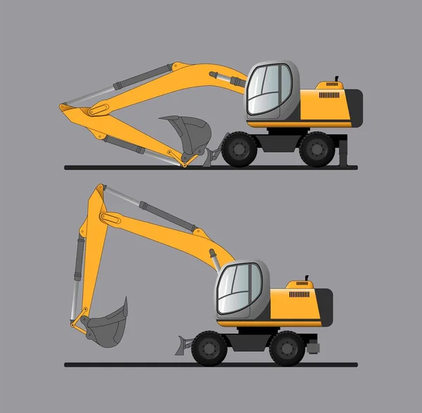 Een Verzameling Vectorafbeeldingen Van Een Emmergraafmachine Een Positie Voor Transport — Stockvector