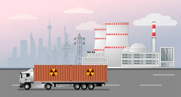 Transporte Combustible Nuclear Gastado Desde Centrales Nucleares Europa Residuos Radiactivos — Archivo Imágenes Vectoriales