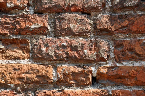 Section Wall Made Old Red Brick Background Texture — Stock Photo, Image
