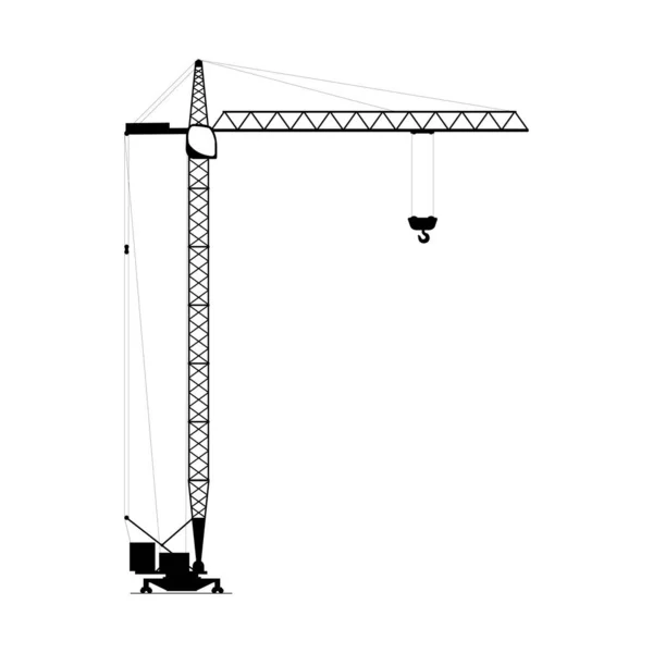 Tower Kran Vektor Ikon Isolerad Vit Bakgrund Platt Vektor Illustration — Stock vektor