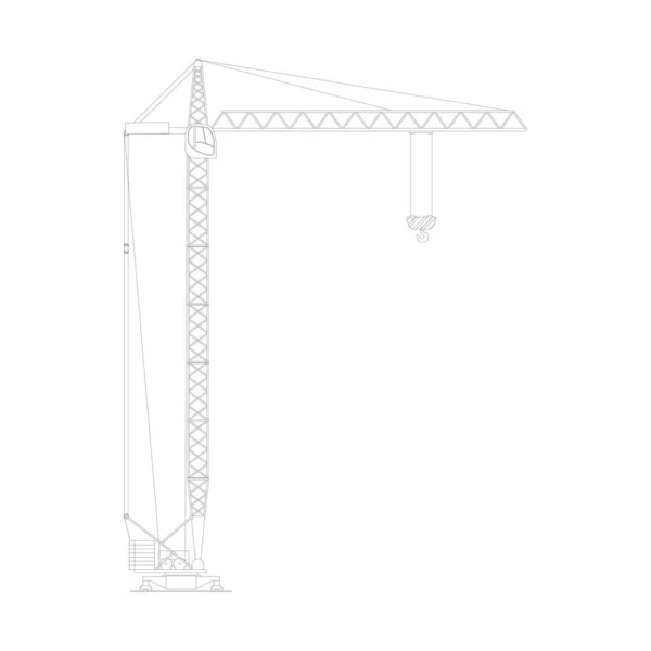 Vector Sketch Tower Crane Isolated White Background Flat Vector Illustration — Stock vektor