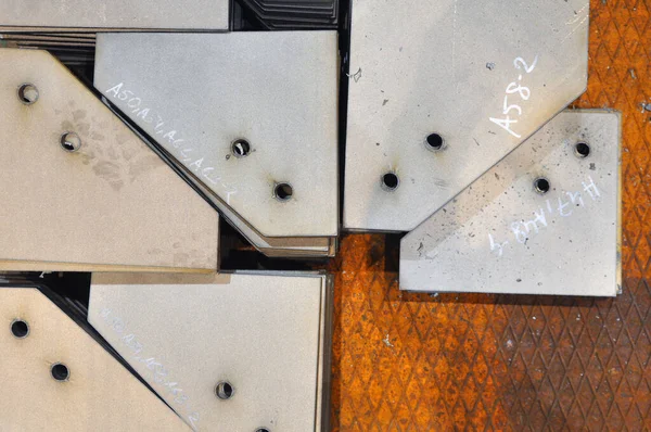 Corte Metal Almacenamiento Piezas Acabadas Con Marcado Industria — Foto de Stock