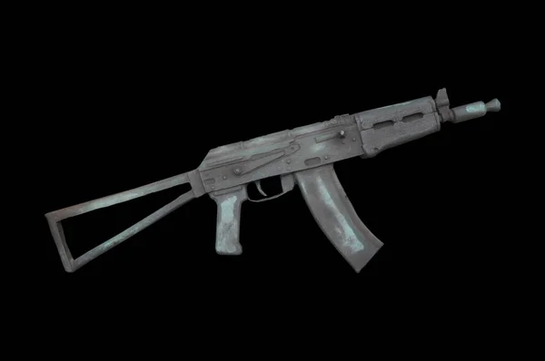 AKMU. Kalashnikov assault. Barillef isolated on black background. — Stock Photo, Image