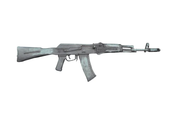 Kalashnikov Aanvalsgeweer Barillef Geïsoleerd Witte Achtergrond — Stockfoto