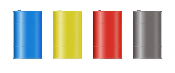 Conjunto Barriles Clásicos Varios Colores Para Transporte Almacenamiento Productos Petrolíferos — Vector de stock