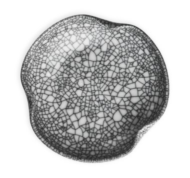 Ceramic plate in cracked pattern, Empty white ceramics plate, isolated on white background with clipping path, Top view                              