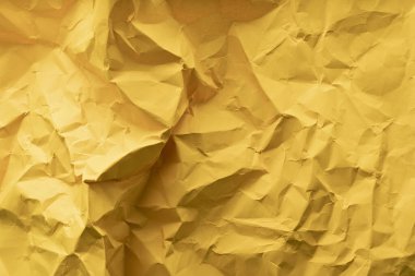Sarı buruşmuş kağıt doku arkaplanı, sarı kağıt arkaplan 