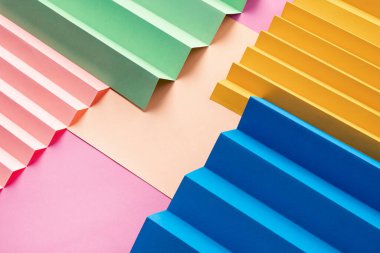 Zig Zag kağıt katlama arkaplanı, renkli Zigzag desenli kağıt arkaplan                               