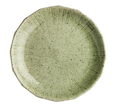 Light green ceramic plate, Empty plate with granite texture, isolated on white background with clipping path, Top view