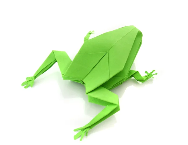 Origami green frog — Stock Photo, Image