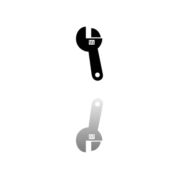 可调扳手 白色背景上的黑色符号 简单的例证 平面向量Icon 镜像反射阴影 可用于标识 移动和Ui Ux项目 — 图库矢量图片