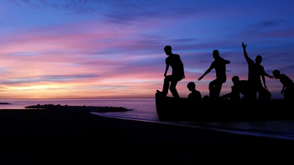 Boot mit Migranten — Stockfoto