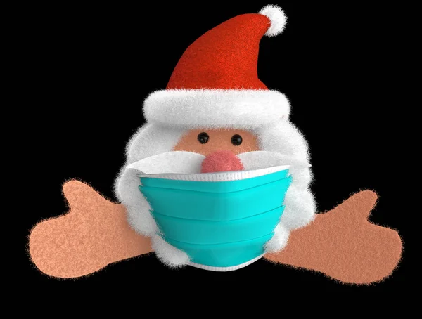 Kerstman Doek Met Medisch Masker — Stockfoto