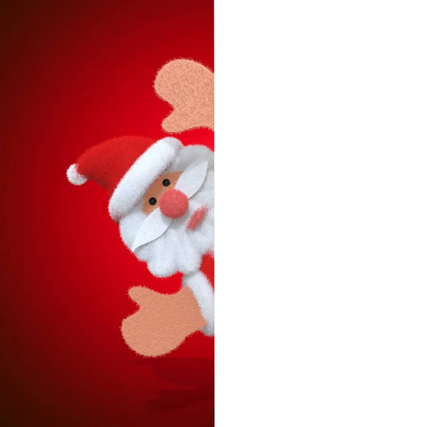 Санта Клаус Стоит Позади Знака Показывает Белый Знак — стоковое фото