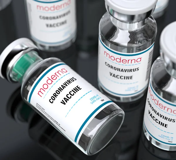 Stone 2021年1月5日 Moderna Inc 生产了Covid 19病毒疫苗 疫苗瓶可有效预防95 的柯氏19型病毒感染 — 图库照片