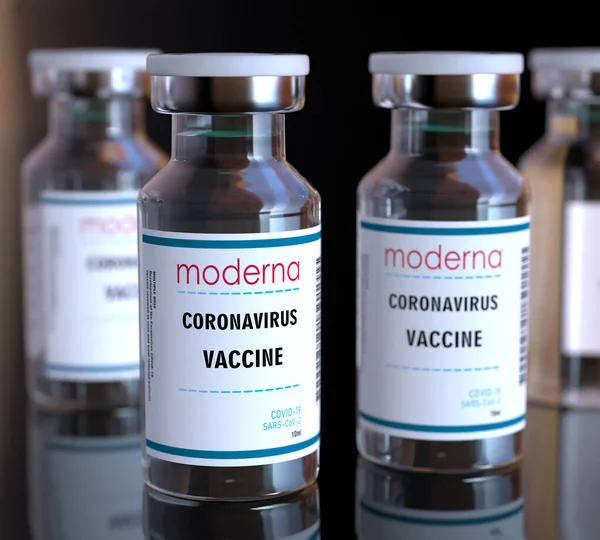 Itálie Leden 2021 Moderna Inc Vyrábí Vakcínu Proti Lahvičkám Vakcíny — Stock fotografie