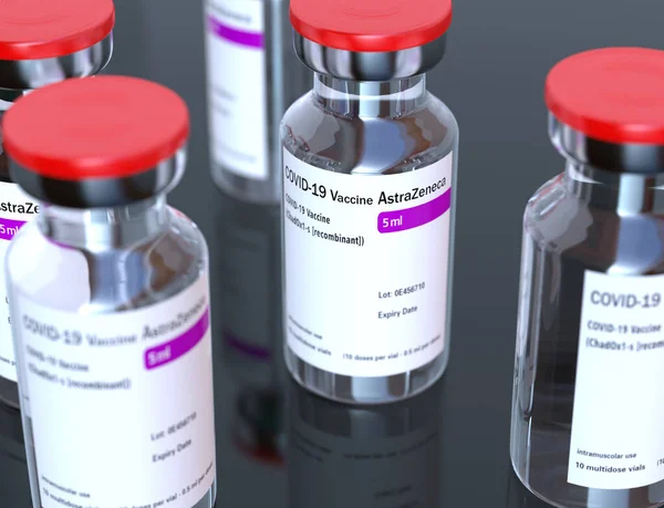 January 2021 Astrazeneca Inc Produces Vaccine Covid Virus Vaccine Bottles — Stock Photo, Image