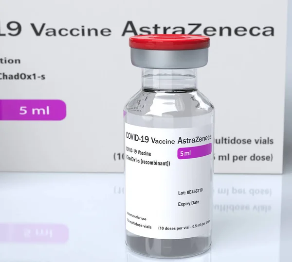 2021年1月30日アストラゼネカ社は コロナウイルスCovid 19感染症の95を予防する効果的なCovid 19ウイルスワクチンボトルに対するワクチンを生産しています — ストック写真