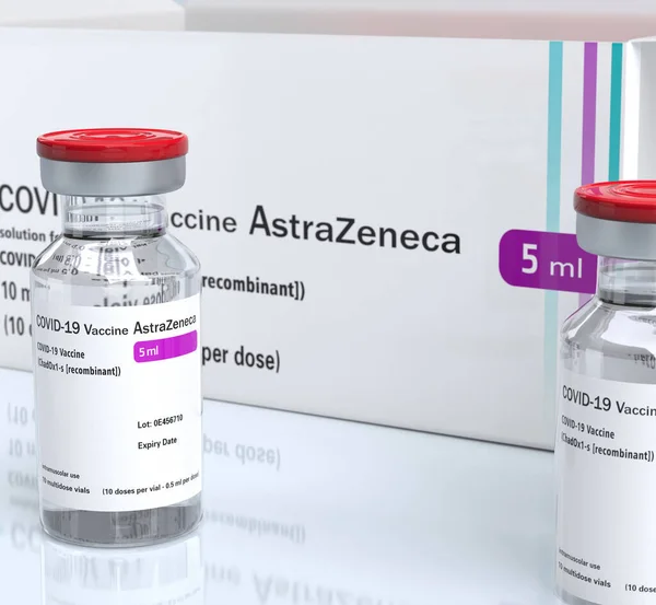 Reino Unido Janeiro 2021 Astrazeneca Inc Produz Vacina Contra Frascos — Fotografia de Stock