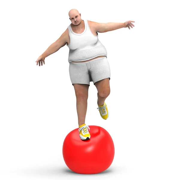 Homem em uma bola de equilíbrio — Fotografia de Stock