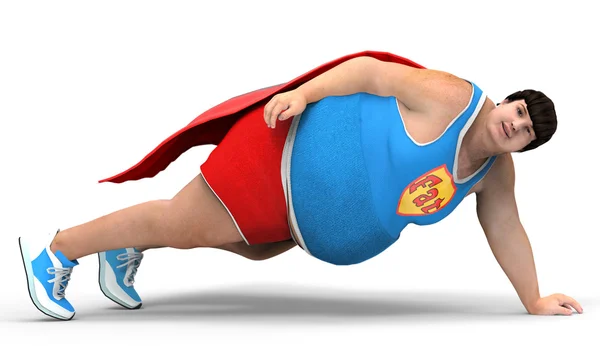 Obeso facendo esercizi sportivi — Foto Stock