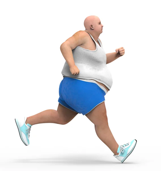 Obeso homem correndo — Fotografia de Stock