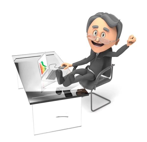 3d businessman happy in the office — Stock Photo, Image