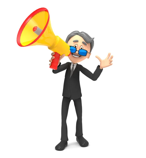 3d businessman screaming — Stock Photo, Image