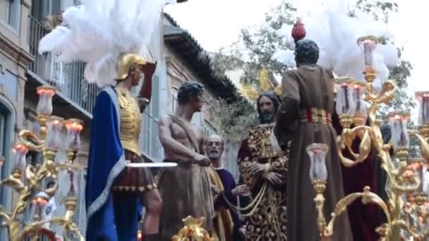 Semana Santa heliga veckan i Malaga, Spanien — Stockvideo
