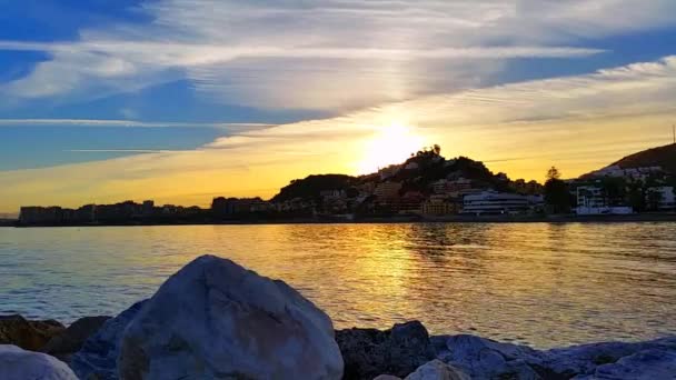 Coast at sunset Málaga Spain — Αρχείο Βίντεο