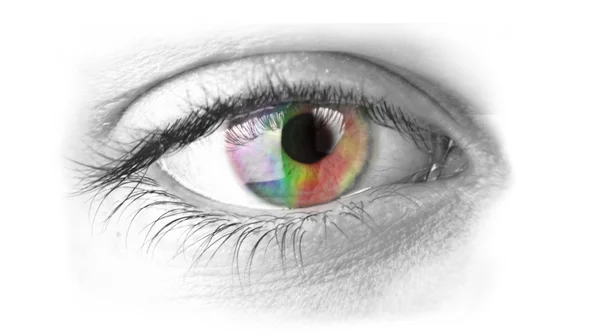 Bright rainbow eye close up — Stock Photo, Image