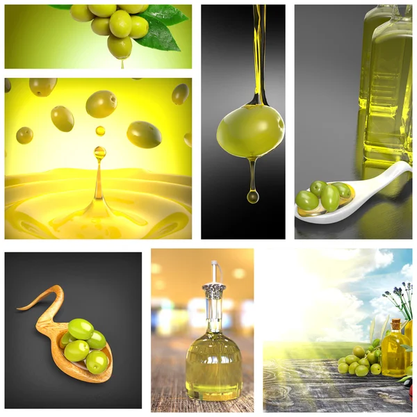 Kollázs képeket az olívaolaj — Stock Fotó