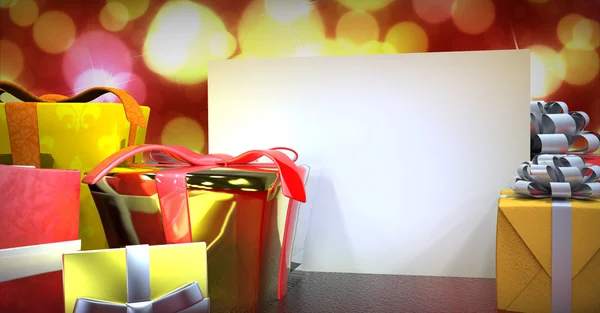 Tarjeta de felicitación con regalos — Foto de Stock