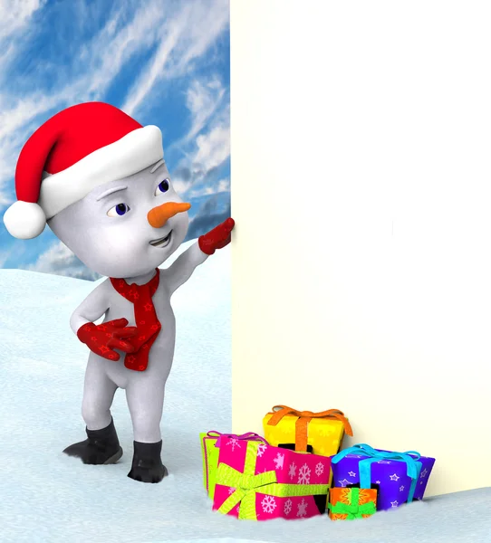 Snowman y tarjeta de Navidad —  Fotos de Stock