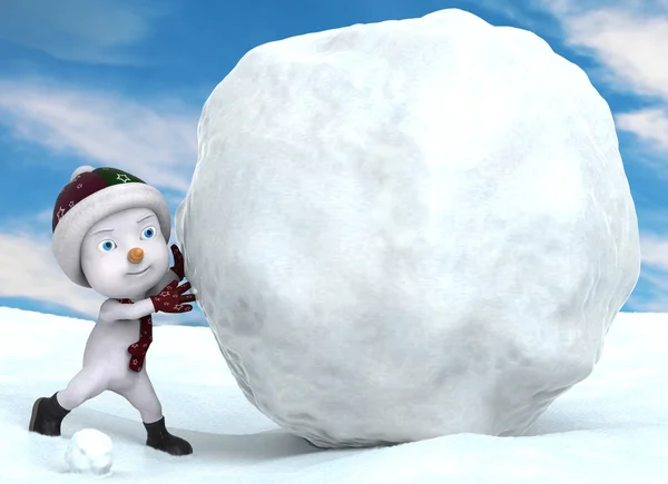 Χιονάνθρωπος και χιόνι μπάλα Χριστούγεννα — Φωτογραφία Αρχείου