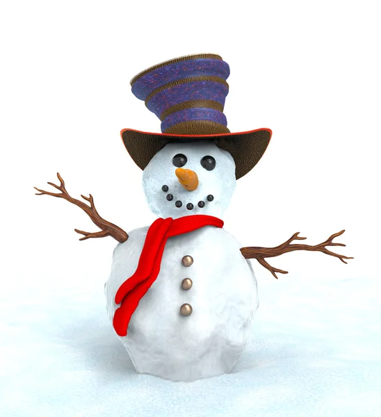 Веселий різдвяний сніговий чоловік — стокове фото
