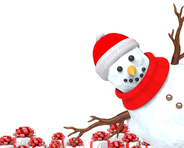 Рождественские подарки от снеговика — стоковое фото