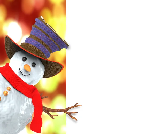 Kardan adam ve Noel kartı — Stok fotoğraf