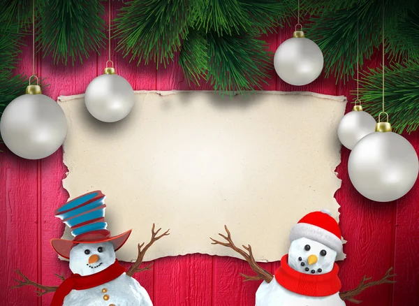Χριστουγεννιάτικη διακόσμηση και χιονάνθρωποι — Φωτογραφία Αρχείου