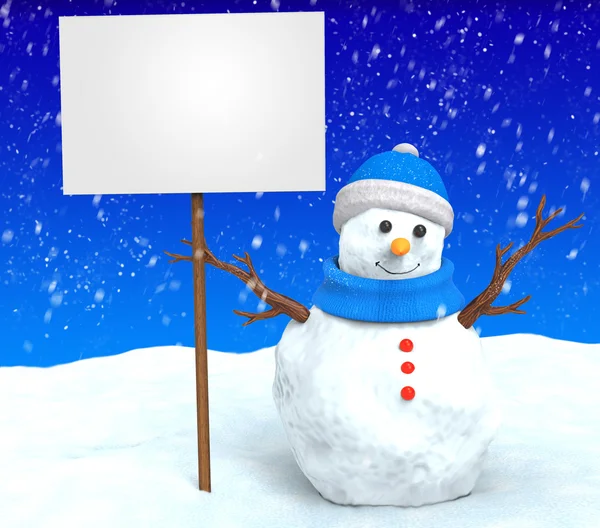 圣诞雪人和白色的海报 — 图库照片