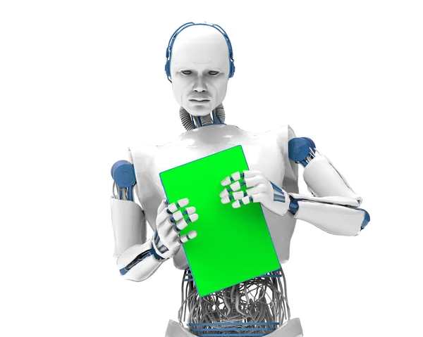 Robot med pekskärm — Stockfoto