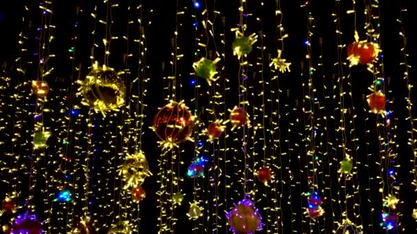 Vídeo qualitativo de Natal colorido ou decorações de Ano Novo, controle deslizante. — Vídeo de Stock