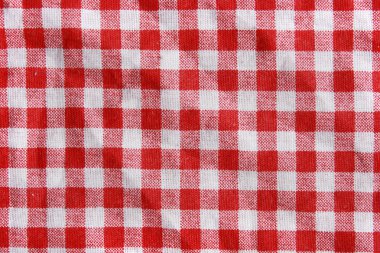 doku, kırmızı ve beyaz kareli Piknik battaniyesi.