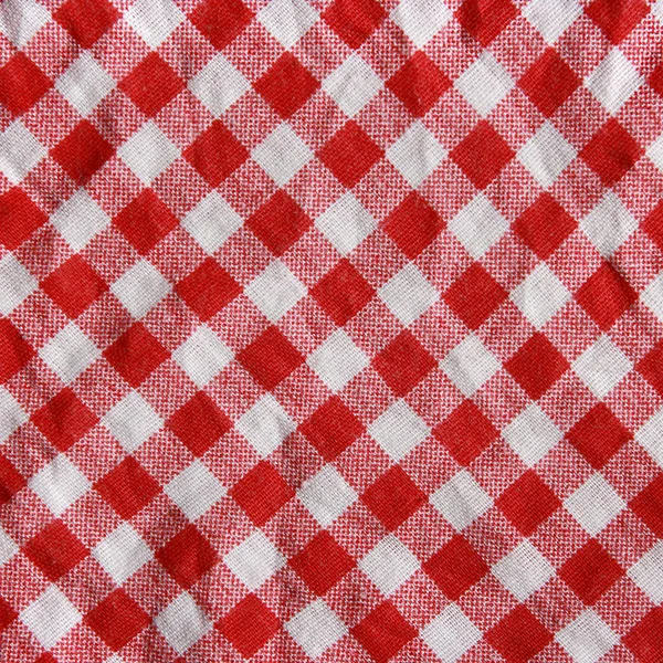 Texture of a red and white checkered picnic blanket. — Stock Photo, Image