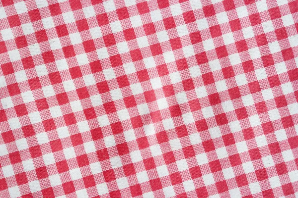 Red linen crumpled picnic blanket. — Stock Photo, Image