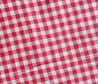 Kırmızı keten masa örtüsü arka plan.