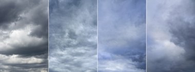 Bulutlu gökyüzü dört görüntüleri, her fotoğraf 6 Mp, 3000 x 2000.