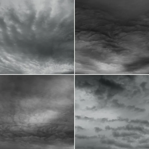 四个不同图像的多云的天空. — 图库照片