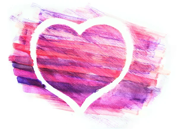 Cuadro acuarela dibujado a mano de un corazón. Pintura de corazón Aquarelle — Foto de Stock